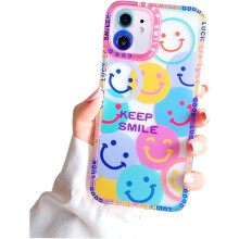 Einzigartige Handyhülle mit lächelndem Gesicht, 360-Schutz für iPhone 12 (6,1"), TPU-Bumper-Hülle absorbiert Stöße, einfache Montage und