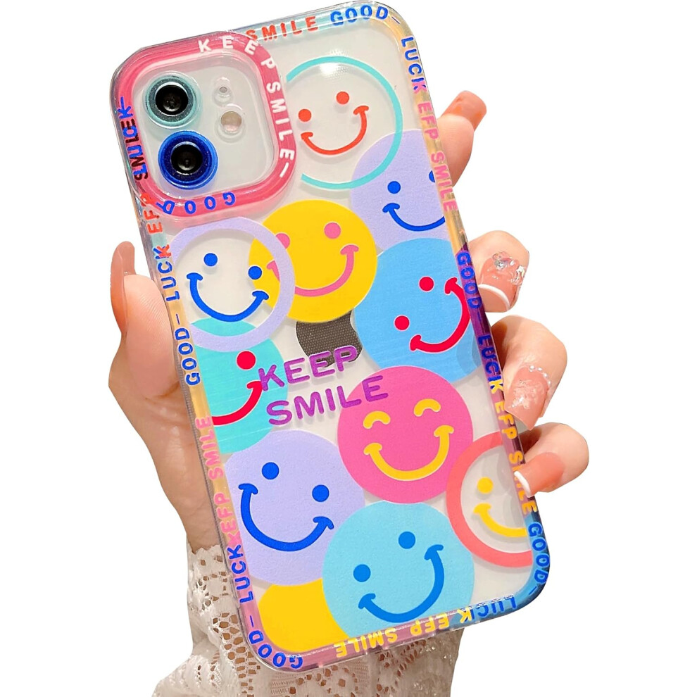 Impact Resistant Case For Iphone 12, Ecoshock Protection Technology Stylish Smiley Love Pattern, Flexible Soft Tpu Material, Raised Bezel For Screen P 9176269919801