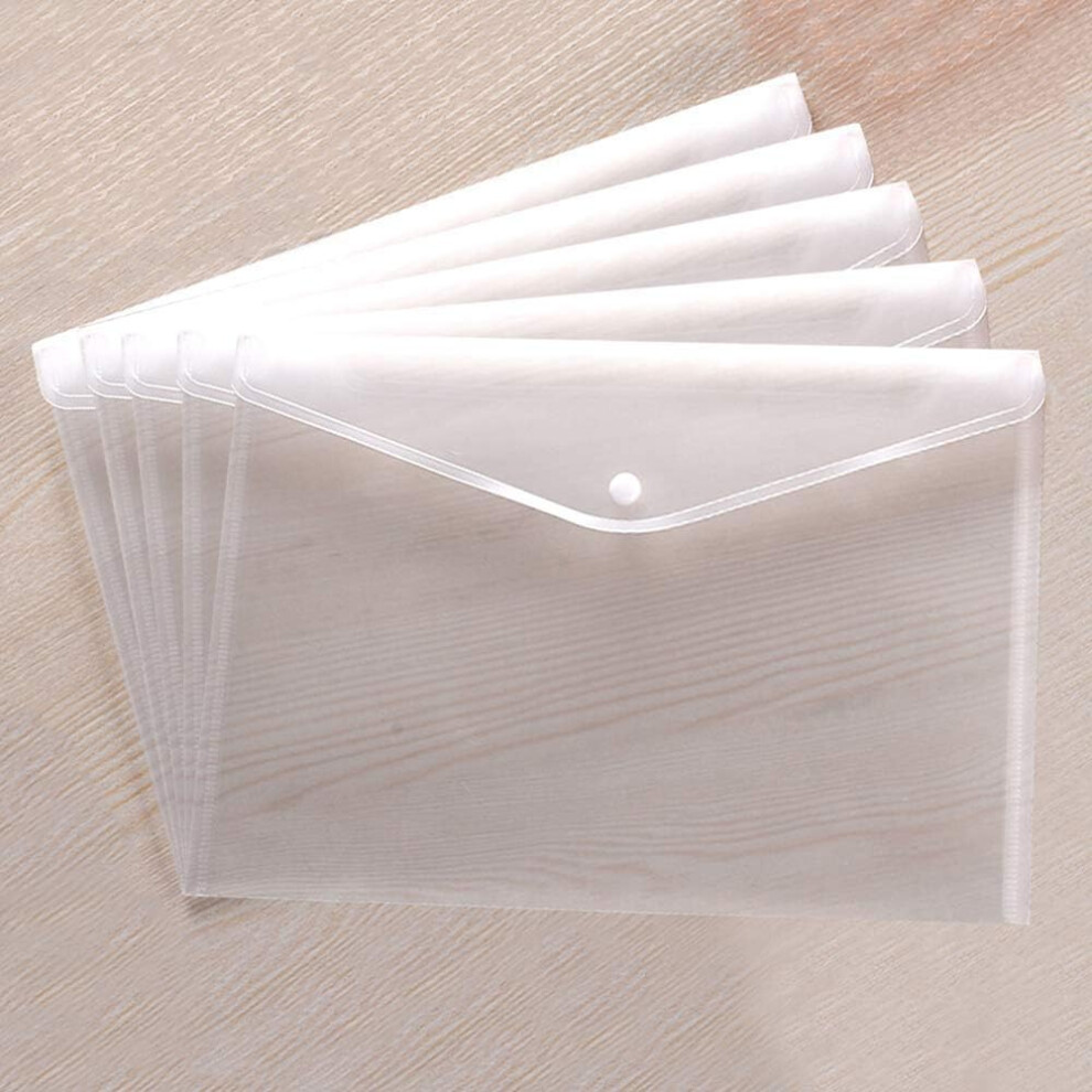 Secure Document Guardian, Clear Document Folders With Snap Button Closure, Tear Wear Moisture Resistant Waterproof Plastic Envelopes For A4 Letter Pap 9012494625066