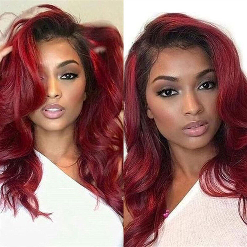 Unisex Red 99J Burgundy Body Wave Human Hair Lace Front Wig 13X6 Lace Frontal For Women 180 Density