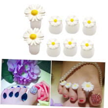 Toe Separators Silicone Pedicure Toe Spacers Medium White Gel Daisy Design for Nail Art