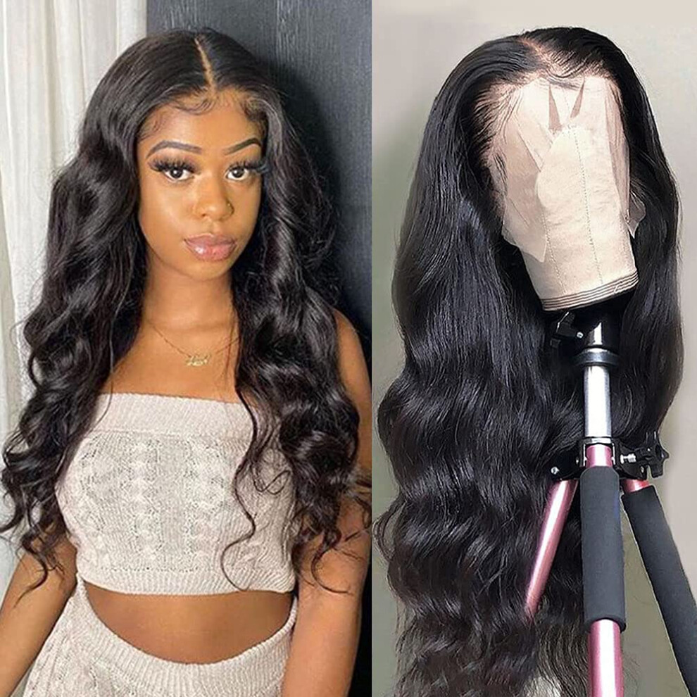 Human Hair Lace Front Wig Body Wave HD Transparent Pre Plucked 13x4x1 Glueless 22 Inch