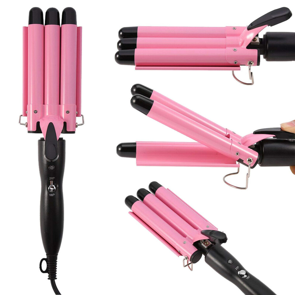 Three Barrel Curling Iron 25MM Ceramic Hair Waver with Fast HeatUp Adjustable Temperature Control