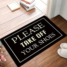 Lmueinov Deurmat voor de entree, decoratieve deurmat met grappige teksten, antislipmat met de tekst "Doe uw schoenen uit", badkamermat