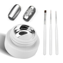 Silver Chrome Gel Nail Polish Kit with Brush Mirror Effect, Fast UV LED Drying, Long Wear