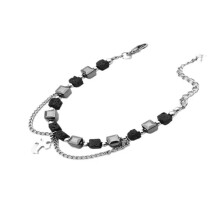 Blockstich-Kreuzarmband, leichter Luxus, Minderheitendesign, Vintage-Schmuck für Herren, gehobenes Temperament, wildes Armband, Mode