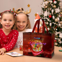 Sacs cadeaux de Noël Quinlirra, sacs cadeaux réutilisables avec poignées, articles de fête de Noël non tissés pour emballer les cadeaux