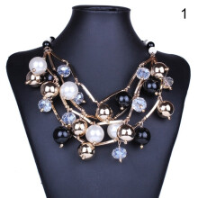Modische Damen-Halskette mit mehrlagiger Kunstperlenkette, Statement-Schmuck, Geschenkidee