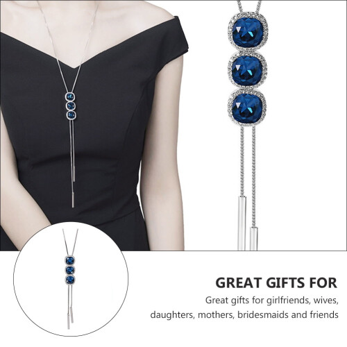 Guangmc Damen Strass-Pulloverkette Lange Halskette 1