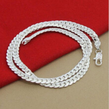 Neu eingetroffen: Damen-Halskette aus 925er Sterlingsilber, 6 mm breit, seitlich geschnitten.