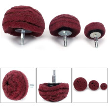 3Pc 2" Red Mushroom Buffing Wheel with 1/4" Handle for Metal, Aluminum, Stainless, Jewelry, Wood, Plastic, Ceramic, Glass