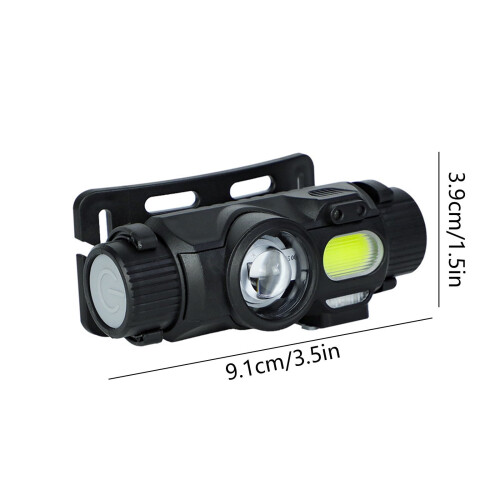 Επαναφορτιζόμενη κεφαλή LED USB, 5 Λειτουργίες, Αδιάβροχη, Ανακλαστική, Μαύρο - 2
