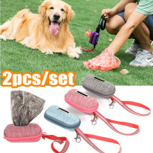 Vnanda 2Packs Dog Poop Bags Holder, Cute Dispenser for Leash, Waste Carrier for Car, Button Fastener, Walking Accessory