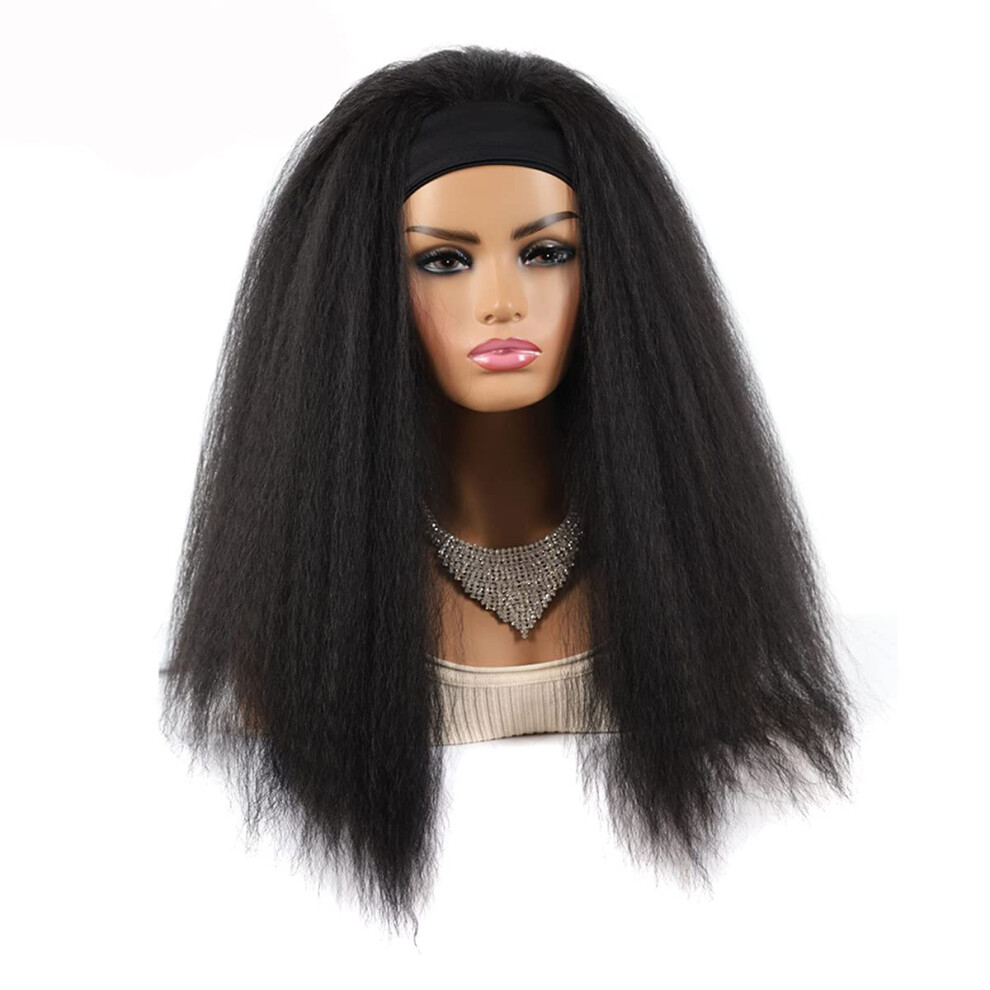 Afro Kinky Curly Headband Wig for Black Women, Glueless Synthetic 26 Inch, Secure Fit, Low Maintenance