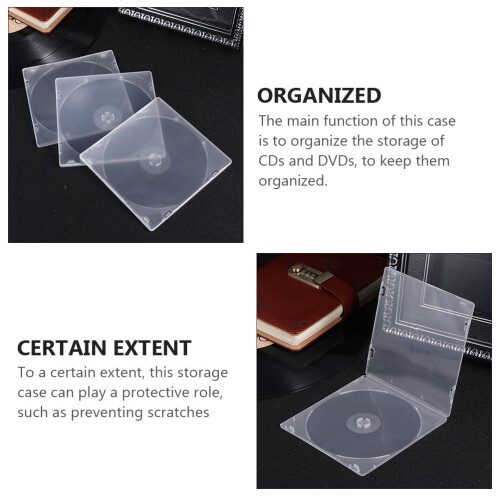 40 pezzi di custodie trasparenti per CD, sottili, organizer per DVD, quadrate, bianche 2