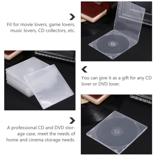40 pezzi di custodie trasparenti per CD, sottili, organizer per DVD, quadrate, bianche 1
