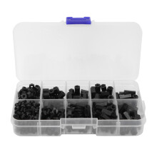 Espaciador hexagonal de nailon para placas PCB, separador macho-hembra, juego de tuercas y tornillos de nailon M3 negros duraderos con caja de