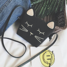 Sød hunde-kat crossbody-taske til små piger småbørnspung lille skuldertaske med knaplukningsdesign vandtæt PU-læder velegnet til hverdagsbrug