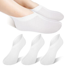 3 Pairs Moisturizing Spa Socks for Dry Cracked Feet Heel Overnight Cotton Gel White