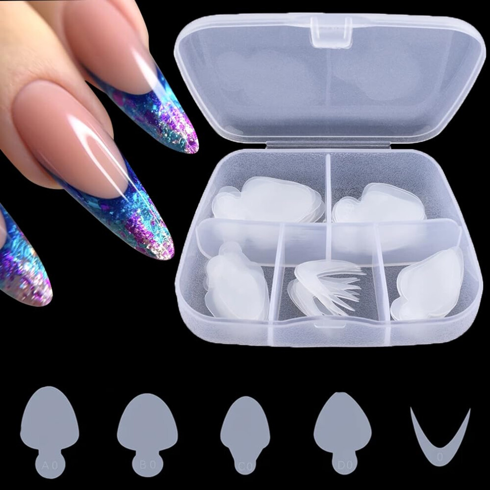 60pcs Reusable Soft Silicone French Tip Nail Form Stickers for Quick Manicure and Nail Extension