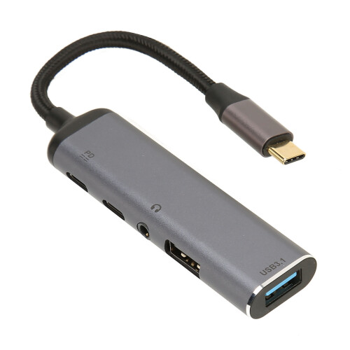Σταθμός σύνδεσης USB C με υποδοχή μικροφώνου και έξοδο ακουστικών, διανομέας USB 5 σε