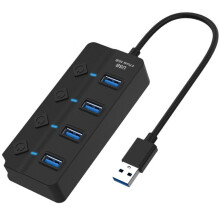 Hub USB 3.0, dispozitiv de transfer de date de super-viteză pentru PC, unitate flash, HDD mobil - Plug and Play, protecție la supratensiune