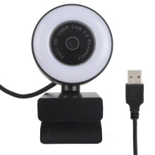 Webcam à angle de flexion réglable avec éclairage annulaire et autofocus, microphone antibruit pour le streaming en direct et la visioconférence,