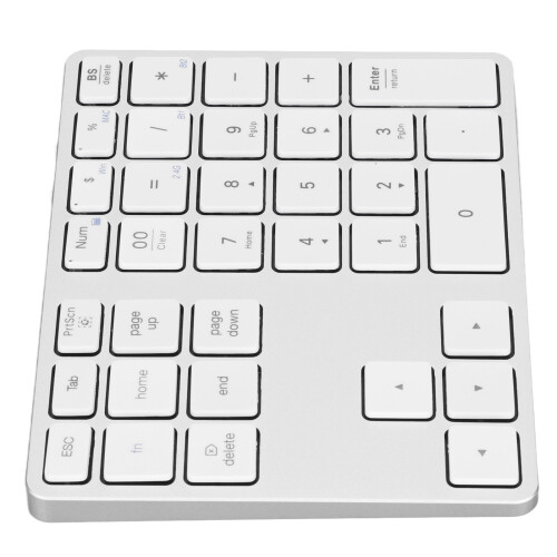 Bluetooth Extended Keypad Ergonomic Tilt Design, Rechargeable Numeric Pad For MacOS Shortcut Keys 2