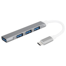 Plug and Play USB Type-C Hub Multi-Port Adapter High-Speed Data Transfer Durable Build Aluminum Alloy Housing 4 Port Hub for Smartphones Laptops Table