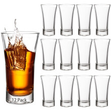 Shot Glasses Set of 12, 60ml Heavy Base Clear Cone Shaped 2oz Drinkware for Spirits