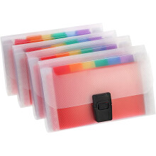 Tragbare, erweiterbare Geldbörse, Mini-Organizer für Coupons und Quittungen, wasserdichte Polypropylen-Mappe mit 13 Fächern und farbigen Registern