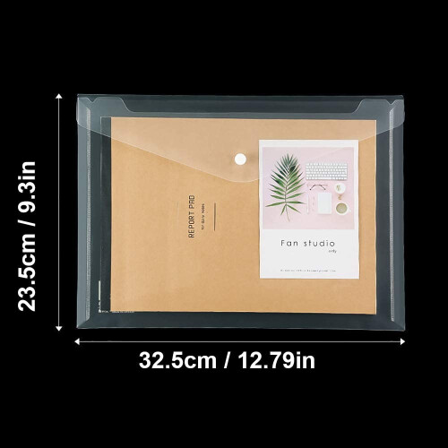 Poly Envelope, Archival Quality Envelopes for Long Term Storage, Transparent Design Ensures Document Visibility, Reusable Button Design for Secure Clo 1