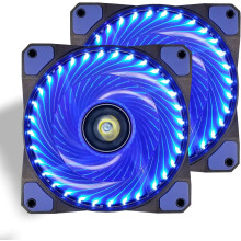 Blauwe LED-computerbehuizingsventilator, stille en geluidsarme 120 mm CPU-koeler voor krachtige koeling en radiatoren (pakket bevat ultrastille