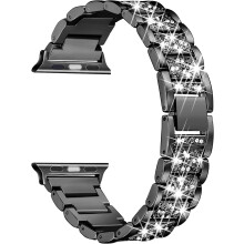 Sofistikerat glittrigt metallarmband kompatibelt med Apple Watch, elegant blingskyddande skal för damklockor
