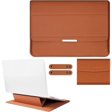 Laptophoes, slank en lichtgewicht ontwerp voor ultradunne laptops van 13-13,5 inch, water- en krasbestendig, met opvouwbare standaard.