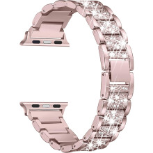Sofistikerat glittrigt metallarmband kompatibelt med Apple Watch, elegant blingskyddande skal för damklockor
