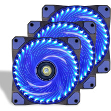 Blauer LED-Gehäuselüfter, geräuscharmer 120-mm-CPU-Kühler für Hochleistungskühlung und Radiatoren (Lieferumfang: ultraleise Lüfter und Kabel)