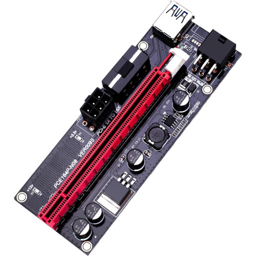 PCI-E Riser Card for Graphics Card, Independent Power Supply with Solid Capacitors, for Safe and Efficient Cryptocurrency Mining (Black) 1