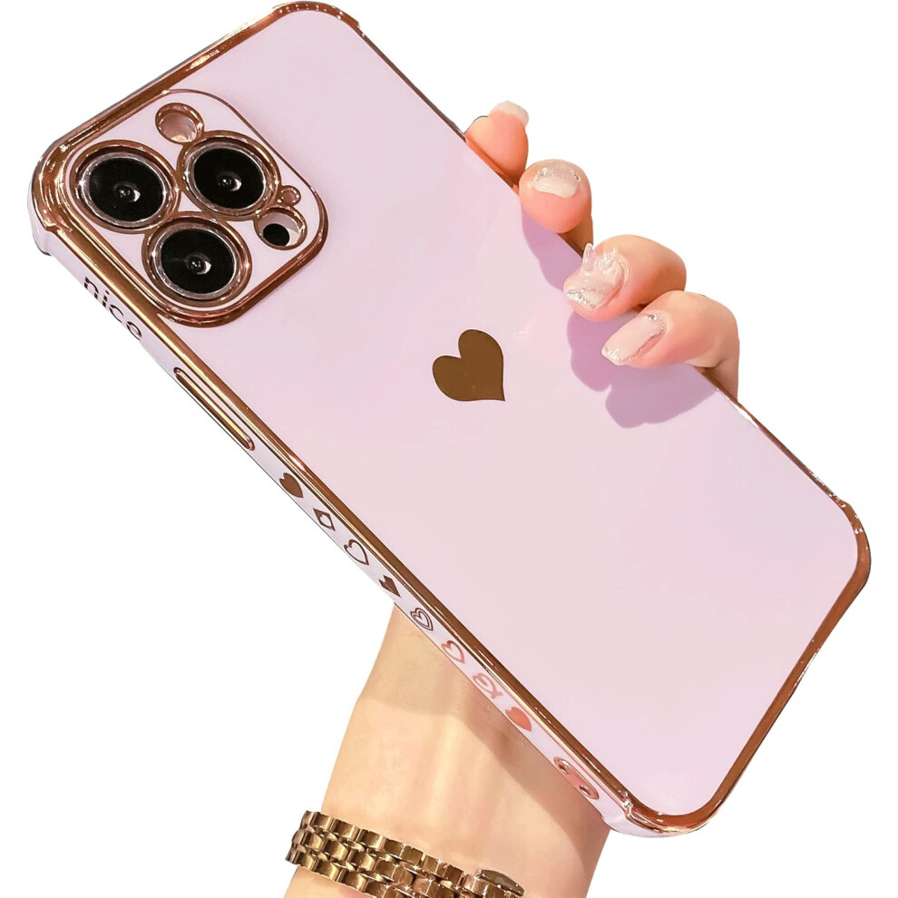 Cute Love Heart Design Case For Iphone 13 Pro Max, Luxury Plating Shockproof Protection With Raised Bezels And Tpu Material For Women Girls (6.7 Inch, 9012494678147