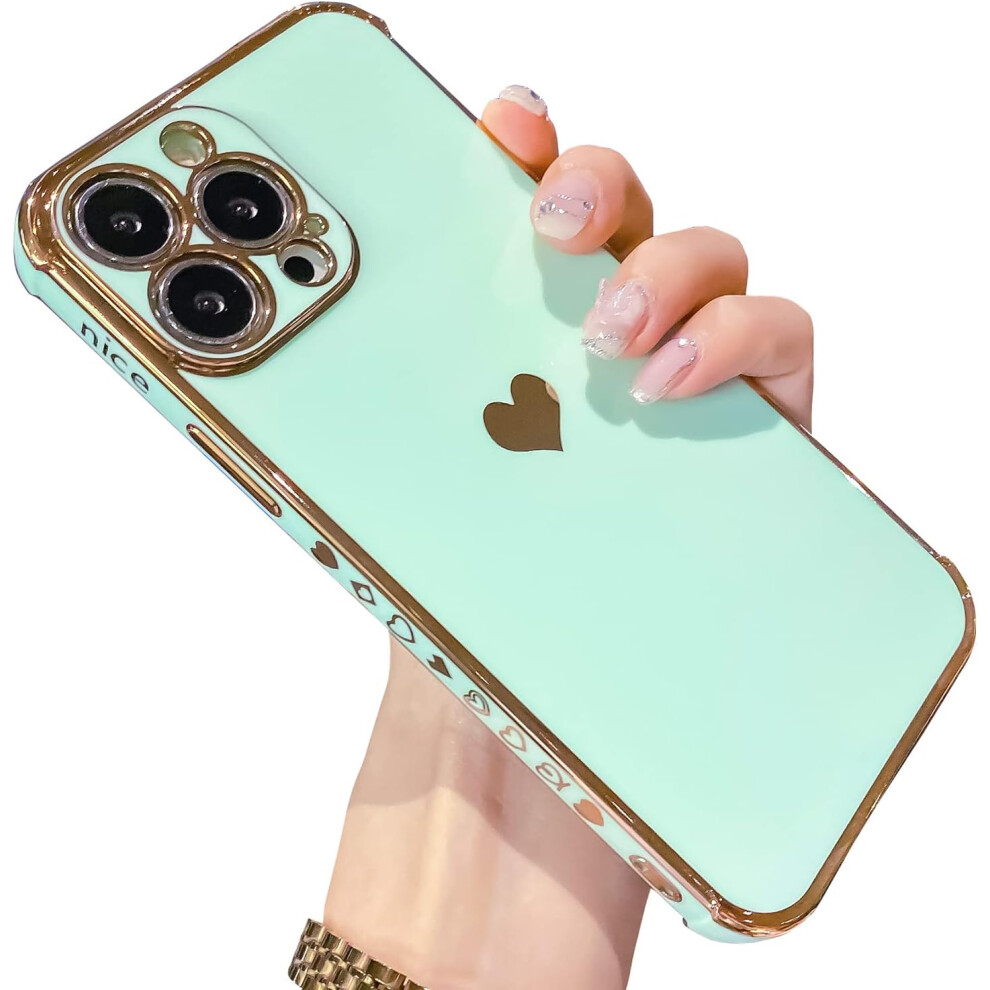 Cute Love Heart Design Case For Iphone 13 Pro Max, Luxury Plating Shockproof Protection With Raised Bezels And Tpu Material For Women Girls (6.7 Inch, 9012494678116