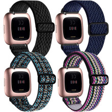 Elastiske Fitbit Versa-reimer i nylon, enkel installasjon, slitesterk kontakt, stilig og fargerik, myk løkke, hudvennlig materiale, unik bølgestil,