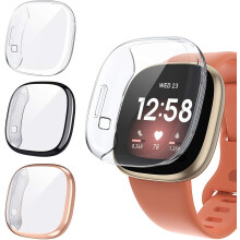 Ridsefast cover til Fitbit Sense, skærmbeskytter med berøringsfølsomhed og præcise udskæringer, TPU-cover med fuld beskyttelse, kompatibel med