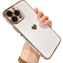 Niedliche Hülle mit Herzmotiv für iPhone 13 Pro Max, luxuriöse, stoßfeste Beschichtung mit erhöhten Rändern und TPU-Material für Damen und