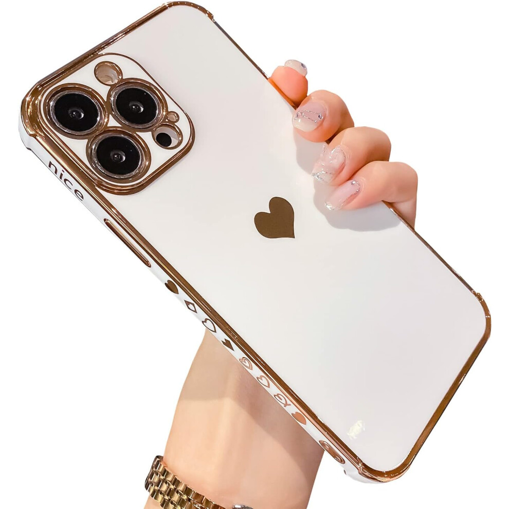 Cute Love Heart Design Case For Iphone 13 Pro Max, Luxury Plating Shockproof Protection With Raised Bezels And Tpu Material For Women Girls (6.7 Inch, 9012494678123