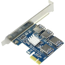Eenvoudige installatie van de PCI-E riserkaart voor Bitcoin-mining; de uitbreidingsmogelijkheid via meerdere sleuven maakt snelle USB
