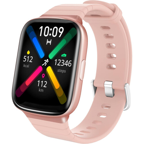 Smart Watch, Sport Mode Activity Tracker, Full Touch Screen for iPhone Android (Pink)