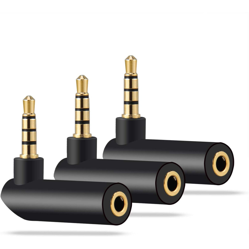 Right Angle 3.5Mm Jack Adapter For Tight Spaces, Trs Audio Stereo With Plated Connectors, Compatible With Apple Devices And More, Essential Aud Golden 9012494676938