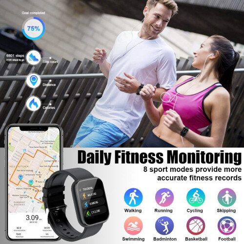 Aktivitätstracker: Herzfrequenz- und Schlafüberwachung, Blutsauerstoffsensor, wasserdicht (IP67), Touchscreen, Anruf- und 2