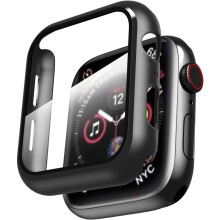 Apple Watch Skyddsfodral, Ultratunt Hållbart PC-skal med Reptåligt Hård PC, Stötsäkert Fodral med Inbyggt Skärmskydd i Härdat Glas