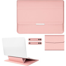 Laptophoes, slank en lichtgewicht ontwerp voor ultradunne laptops van 13-13,5 inch, water- en krasbestendig, met opvouwbare standaard.